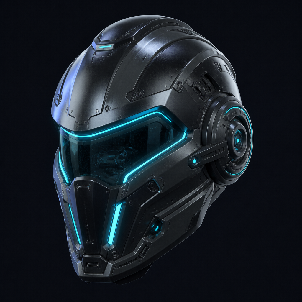 Cyber helmet — AI 3D mesh example