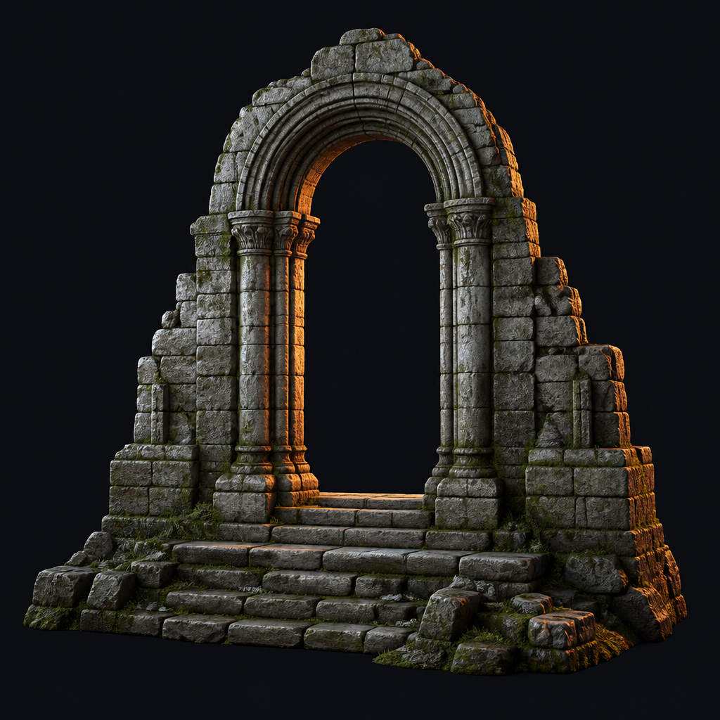 Stone arch — AI 3D mesh example