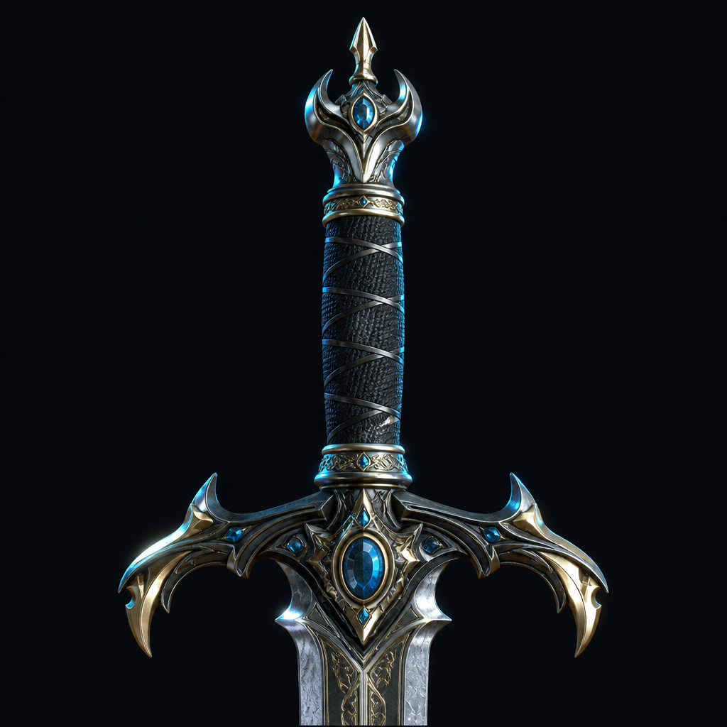 Sword hilt — AI 3D mesh example